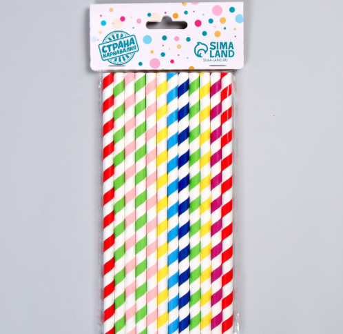 Изображение Трубочки для коктейля «Спираль», диаметр 0,8 см, набор 12 шт., цвета МИКС